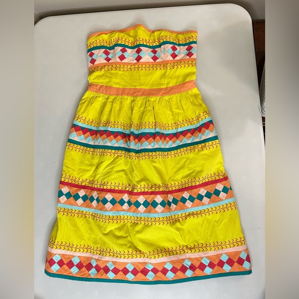Anthropologie Leifsdottir Quilotoa Strapless‎ Dress Pockets Smocked Size 4